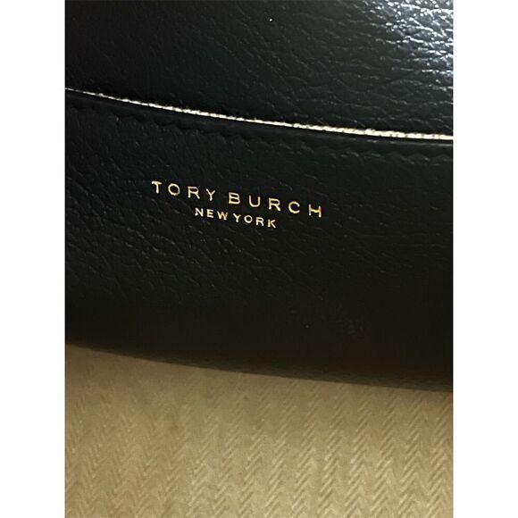 Tory Burch Britten Black Leather Tote Bag with Gold Hardware - Picture 8 of 16